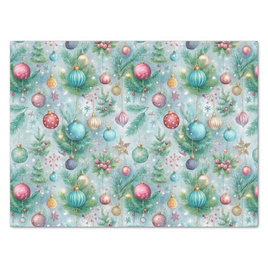 Festive Pastel Christmas Tree Ornament Holly Berry