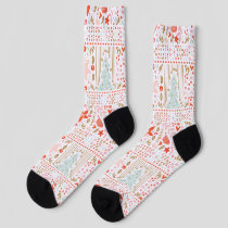 Festive Pastel Merry Christmas Holiday Socks