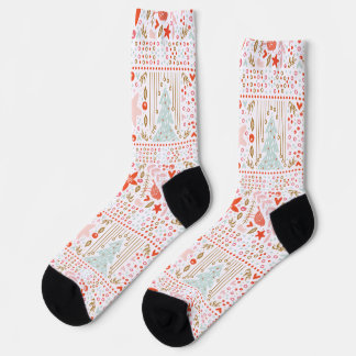 Festive Pastel Merry Christmas Holiday Socks