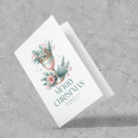 Festive Pastel Mint & Pink Christmas Chalice Card<br><div class="desc">This festive mint and pink fancy chalice glass and Christmas symbols,  Merry Christmas typography,  and personalizable text.</div>