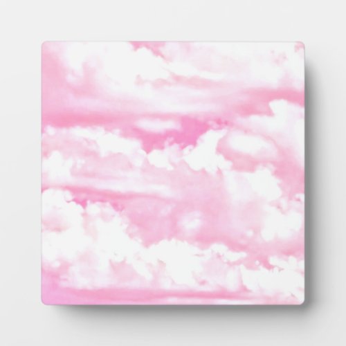 Festive Pastel Pink happy Clouds Plaque