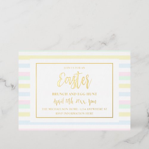 Festive Pastel Stripe Easter Foil Invitation