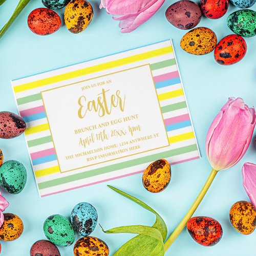Festive Pastel Stripe Easter Invitation