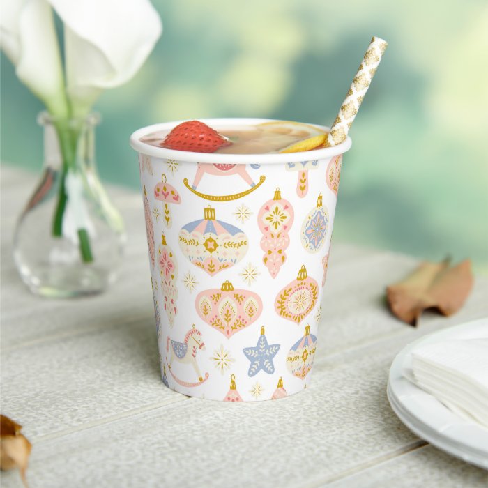 Festive Pastel Vintage Ornaments Paper cup