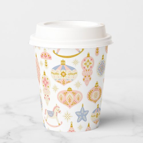 Festive Pastel Vintage Ornaments Paper cup