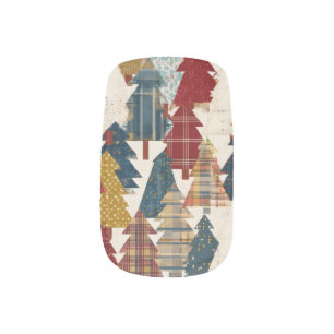 Festive Patchwork Christmas Tree Pattern (2) Minx Nail Art