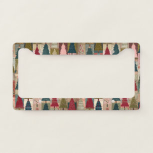 Festive Patchwork Christmas Tree Pattern (3) License Plate Frame
