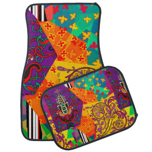 Festive patchwork in indian, turkish, italian, por car floor mat