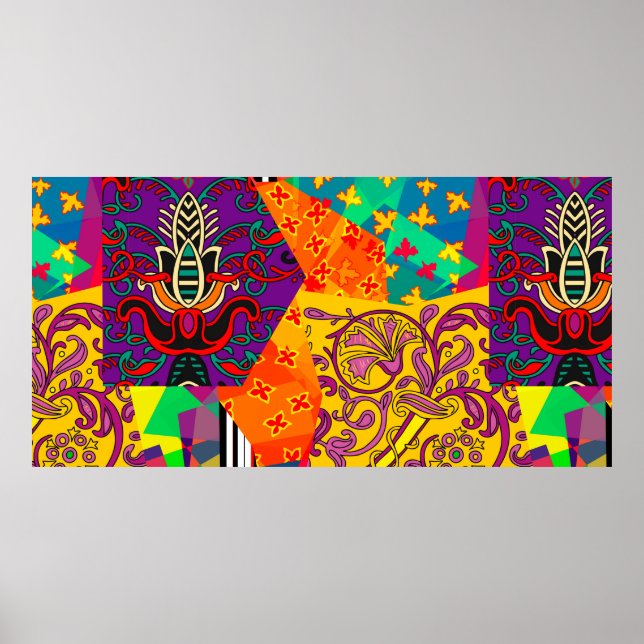 Festive patchwork in indian, turkish, italian, por poster (Front)