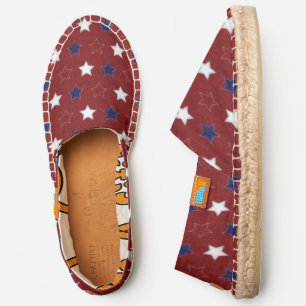 Festive Patriotic Red White Blue Stars Espadrilles