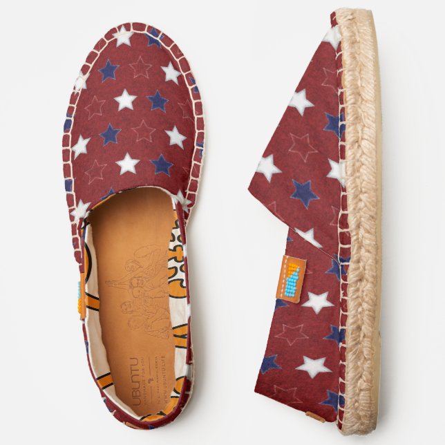 Festive Patriotic Red White Blue Stars Espadrilles (Side)