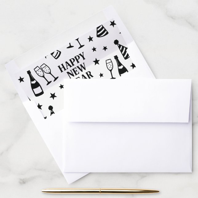 Festive Pattern Black and White New Year's Eve  Envelope Liner (Desk)