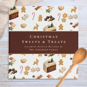 Festive Pattern Christmas Recipe 3 Ring Binder
