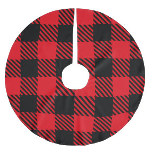 Festive pattern red and black Scotch Christmas Brushed Polyester Tree Skirt