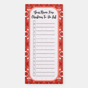 Festive Pattern Red & White Christmas To-Do List Magnetic Notepad
