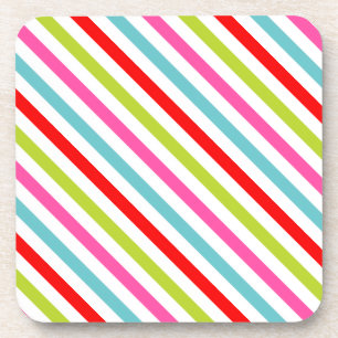 Festive Pattern – Retro Holiday Stripes Beverage Coaster