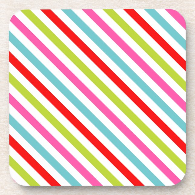 Festive Pattern – Retro Holiday Stripes Beverage Coaster (Front)
