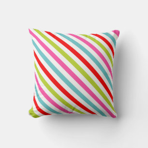 Festive Pattern – Retro Holiday Stripes Throw Pillow