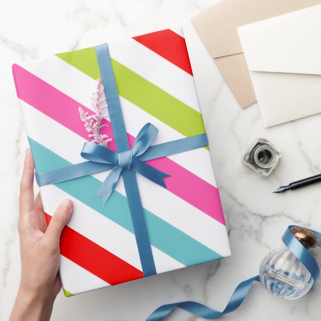 Festive Pattern – Retro Holiday Stripes Wrapping Paper (Gifting)
