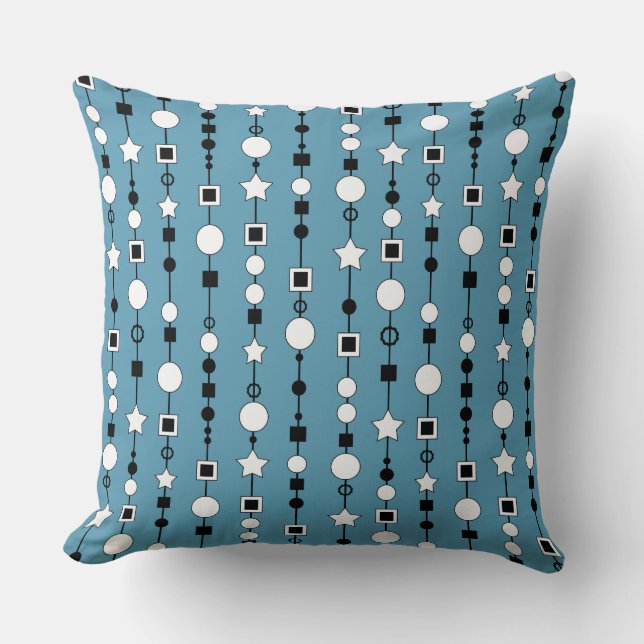 Festive pattern with string beads and jewelry star throw pillow (Front)