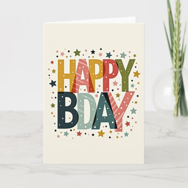 Festive Patterned Birthday Card (Front)