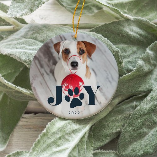 Festive Paws  Pet Photo Ceramic Ornament