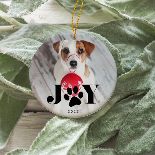 Festive Paws  Pet Photo Ceramic Ornament