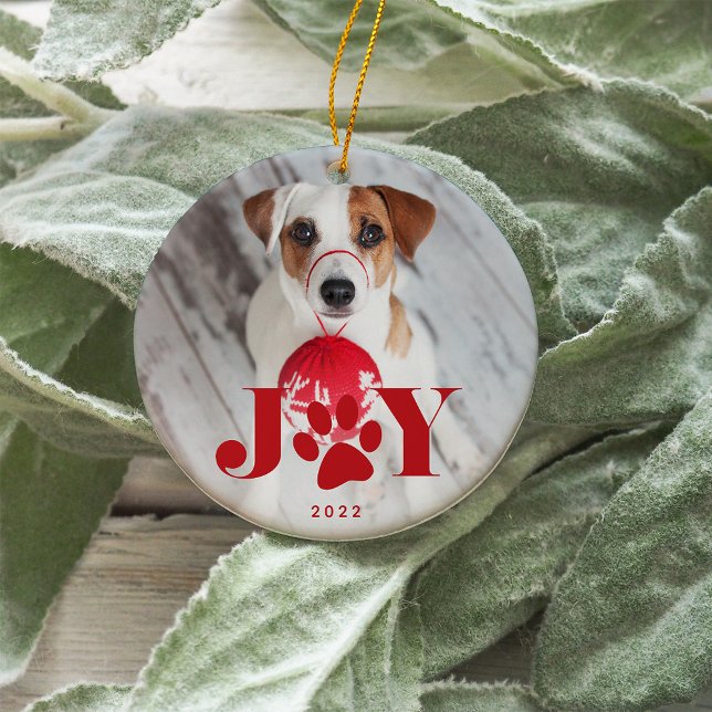 Festive Paws | Pet Photo Ceramic Ornament (Creator Uploaded)