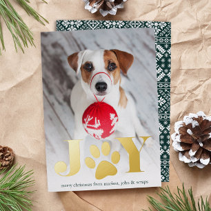 Festive Paws Pet Photo Foil Holiday Card