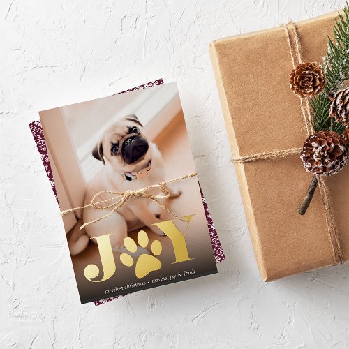 Festive Paws  Pet Photo Foil Holiday Card