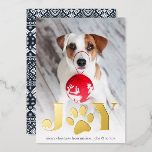Festive Paws  Pet Photo Foil Holiday Card