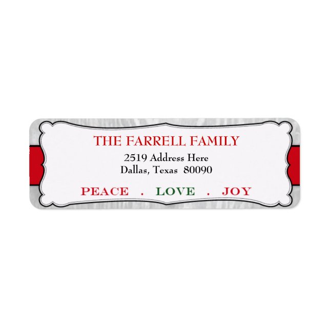 Festive Peace Love & Joy Christmas Label (Front)