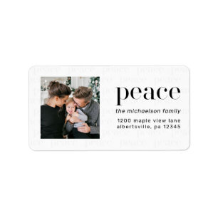 Festive Peace Typography and Photo Return Address Label