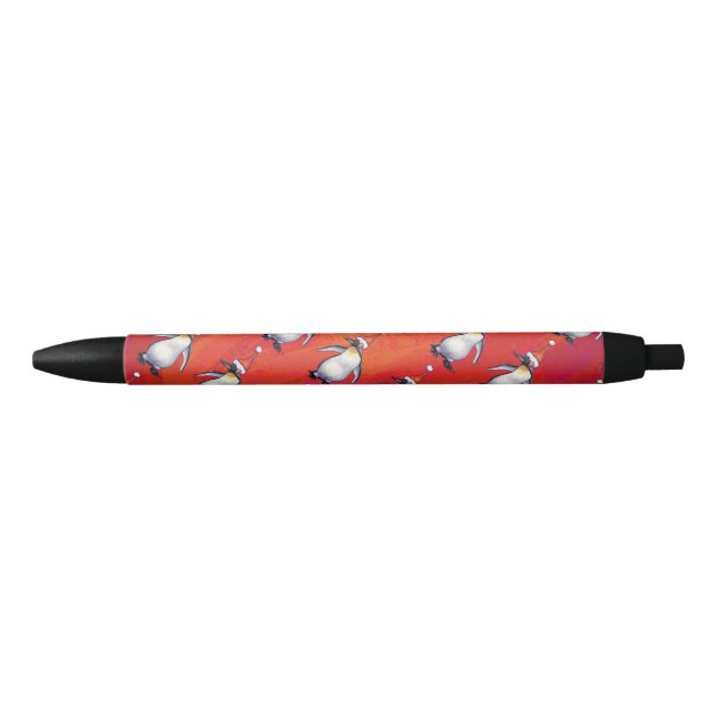 Festive Penguin in a Santa Hat Pattern Pen (Front)