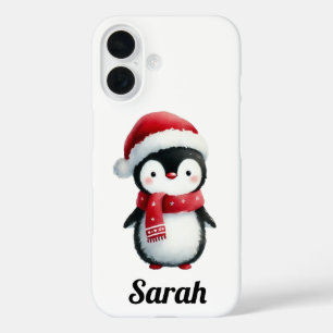 Festive Penguin in Holiday Cheer iPhone 16 Case