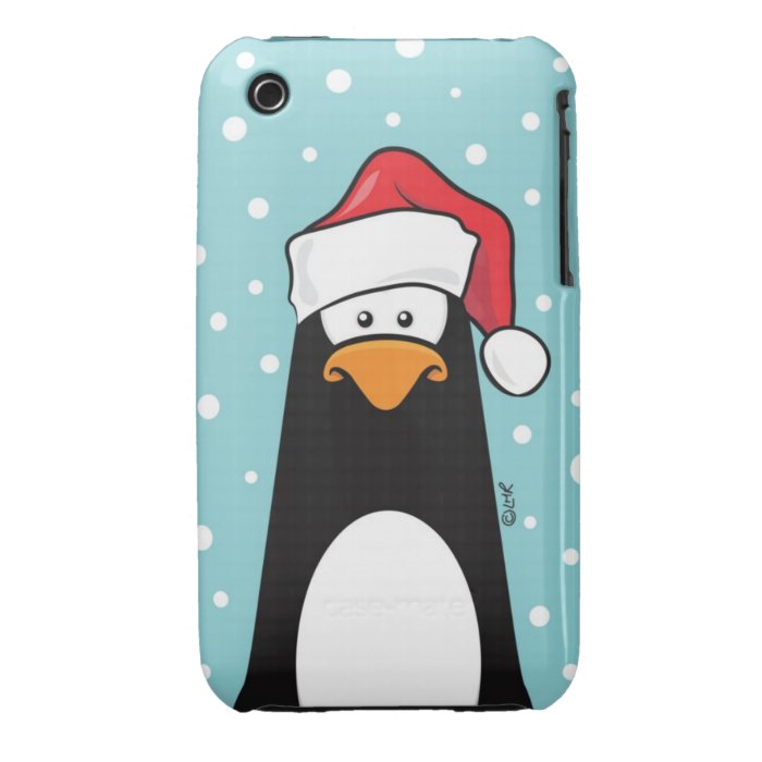 Festive Penguin in the Snow iPhone 3 Case Mate Case