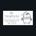 Festive Penguin Modern Christmas Return Address Self-inking Stamp<br><div class="desc">Easily personalize these custom Festive Penguin Modern Christmas Return Address self-inking rubber stamps with your own names and address. To customize these rubber stamps, click on "Personalize this template" and change the text in the boxes provided. Available in 9 different colors and 6 sizes. Please view your design on the...</div>