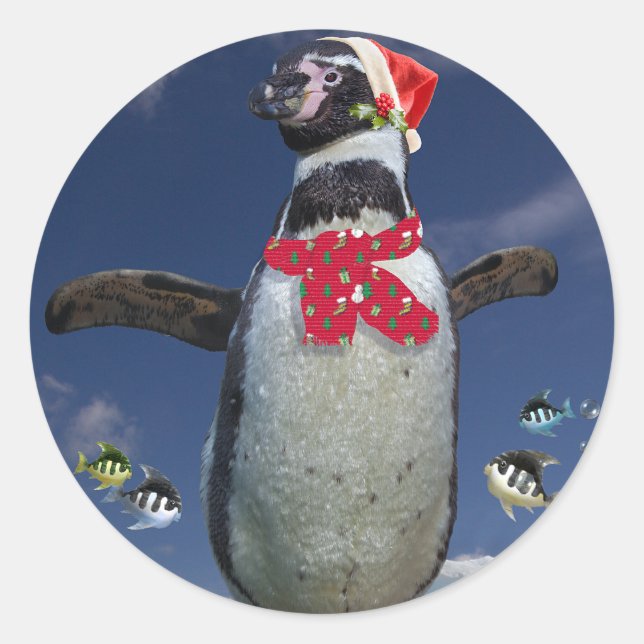 Festive Penguin Sticker (Front)