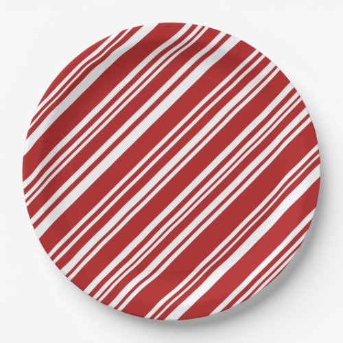 Festive Peppermint Stripe Pattern Paper Plates