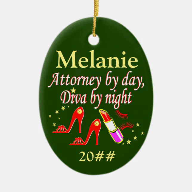 FESTIVE PERSONALIZED AND DATED LAWYER ORNAMENT (Front)