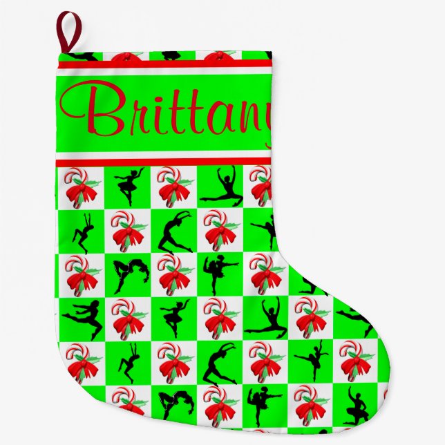 FESTIVE PERSONALIZED BALLERINA CHRISTMAS STOCKING (Front)