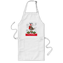 Festive Personalized Christmas Robin Apron