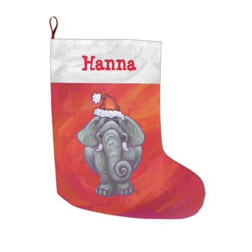 Festive Personalized Elephant Christmas Large Christmas Stocking