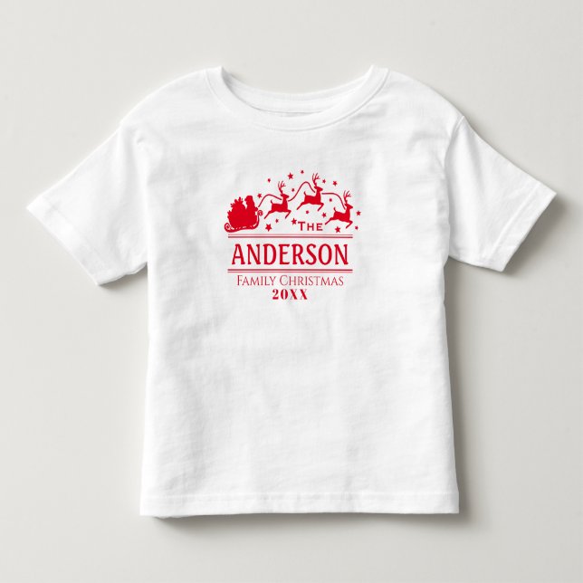 Festive Personalized Family Christmas Holiday Toddler T-shirt (Front)