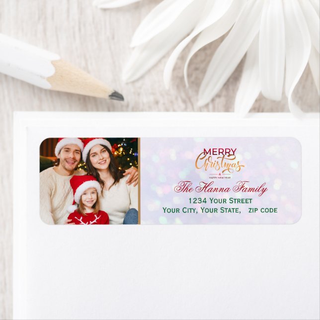 Festive Personalized Family Photo Merry Christmas Label (Insitu)
