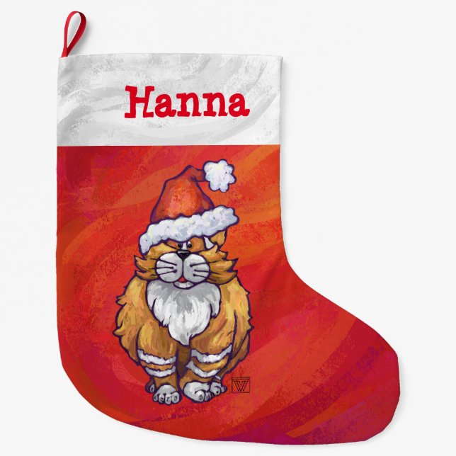 Festive Personalized Ginger Christmas Large Christmas Stocking (Front)
