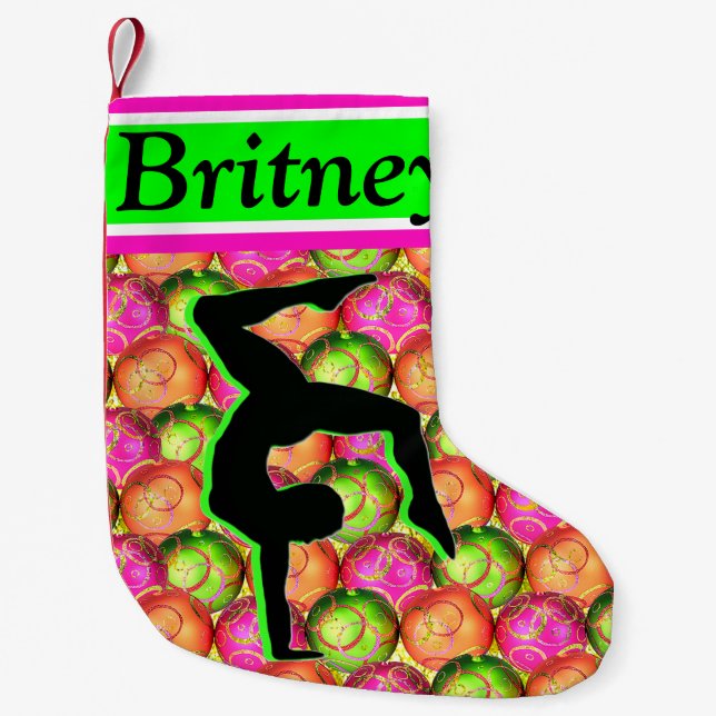 FESTIVE PERSONALIZED GYMNASTICS CHRISTMAS STOCKING (Front)