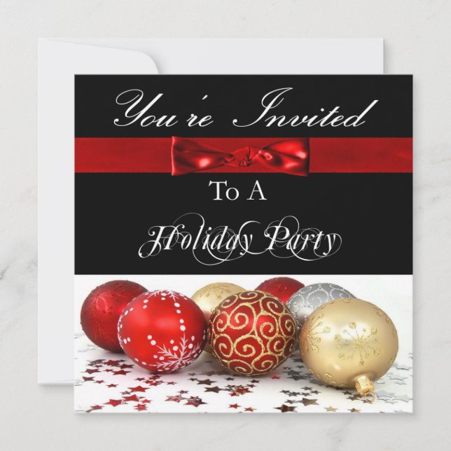 Festive Personalized Holiday Party Invitation (Front)