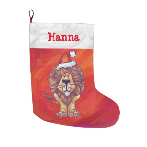 Festive Personalized Lion Christmas Large Christmas Stocking