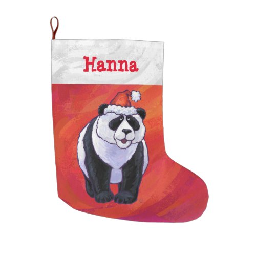Festive Personalized Panda Christmas Large Christmas Stocking